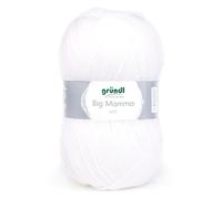 Gründl Wolle Big Mamma uni - XXL Wolle zum Stricken - Strickgarn - Weich und hautfreundlich - 100% Polyacryl - 1 Knäuel 400 g / 1040 m - Nadelstärke 3,5-4,5 - weiß
