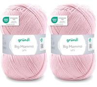 Gründl Wolle Big Mamma uni - XXL Wolle zum Stricken - Strickgarn - Weich und hautfreundlich - 100% Polyacryl - 1 Knäuel 400 g / 1040 m - Nadelstärke 3,5-4,5 - rosa (Packung mit 2)