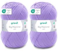 Gründl Wolle Big Mamma uni - XXL Wolle zum Stricken - Strickgarn - Weich und hautfreundlich - 100% Polyacryl - 1 Knäuel 400 g / 1040 m - Nadelstärke 3,5-4,5 - violett (Packung mit 2)