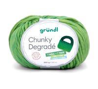 Gründl Wolle Chunky Degradé, dicke Häkelwolle, Strickgarn mit Farbverlauf grün, 200g 120m, 100% Wolle mulesingfrei, Nadelstärke 12mm (04)