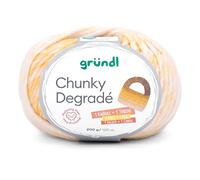 Gründl Wolle Chunky Degradé, dicke Häkelwolle, Strickgarn mit Farbverlauf natur hellgelb ocker hellbraun 200g 120m, 100% Wolle mulesingfrei, Nadelstärke 12mm (05)