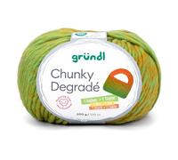 Gründl Wolle Chunky Degradé, dicke Häkelwolle, Strickgarn mit Farbverlauf orange grün, 200g 120m, 100% Wolle mulesingfrei, Nadelstärke 12mm (06)
