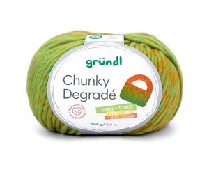 Gründl Wolle Chunky Degradé, dicke Häkelwolle, Strickgarn mit Farbverlauf orange grün, 200g 120m, 100% Wolle mulesingfrei, Nadelstärke 12mm (06)
