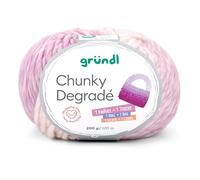 Gründl Wolle Chunky Degradé, dicke Häkelwolle, Strickgarn mit Farbverlauf rosa pink, 200g 120m, 100% Wolle mulesingfrei, Nadelstärke 12mm (02)