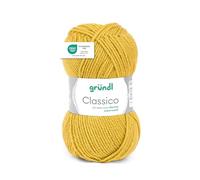 Gründl Classico Wolle (OEKO-TEX® zertifiziertes Strickgarn aus 50% Schurwolle (Merino) & 50% Polyacryl, 50 g/120 m, Nadelstärke: 3,5-4,5, 1 Knäuel á 50 g), Senf
