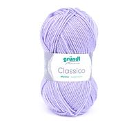 Gründl Classico Wolle (OEKO-TEX® zertifiziertes Strickgarn aus 50% Schurwolle (Merino) & 50% Polyacryl, 50 g/120 m, Nadelstärke: 3,5-4,5, 1 Knäuel á 50 g), Flieder