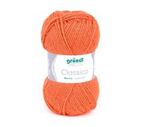 Gründl Classico Wolle (OEKO-TEX® zertifiziertes Strickgarn aus 50% Schurwolle (Merino superwash) & 50% Polyacryl, 50 g/120 m, Nadelstärke: 3,5-4,5, 1 Knäuel á 50 g), Orange