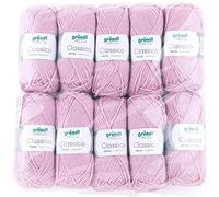 Gründl Classico Wolle (OEKO-TEX® zertifiziertes Strickgarn aus 50% Schurwolle (Merino) & 50% Polyacryl, 50 g/120 m, Nadelstärke: 3,5-4,5, 10 Knäuel á 50 g), Rose