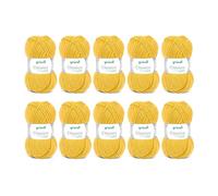 Gründl Wolle Classico - Dicke Wolle zum Stricken und Häkeln - Strickgarn - Weich und hautfreundlich - 50% Merinowolle, 50% Polyacryl - 10 Knäuel 50 g / 120 m - Nadelstärke 3,5-4,5 - senf