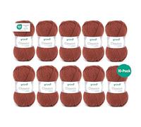 Gründl Wolle Classico - Dicke Wolle zum Stricken und Häkeln - Strickgarn - Weich und hautfreundlich - 50% Merinowolle, 50% Polyacryl - 10 Knäuel 50 g / 120 m - Nadelstärke 3,5-4,5 - mittelbraun