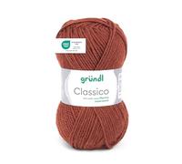 Gründl Classico Wolle (OEKO-TEX® zertifiziertes Strickgarn aus 50% Schurwolle (Merino superwash) & 50% Polyacryl, 50 g/120 m, Nadelstärke: 3,5-4,5, 1 Knäuel á 50 g), Mittelbraun