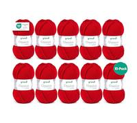 Gründl Classico Wolle (OEKO-TEX® zertifiziertes Strickgarn aus 50 % Schurwolle (Merino) & 50 % Polyacryl, 50 g/120 m, Nadelstärke: 3,5 - 4,5, 10 Knäuel á 50 g), Rot