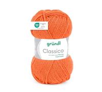 Gründl Classico Wolle (OEKO-TEX® zertifiziertes Strickgarn aus 50% Schurwolle (Merino superwash) & 50% Polyacryl, 50 g/120 m, Nadelstärke: 3,5-4,5, 1 Knäuel á 50 g), Orange