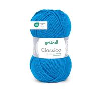 Gründl Classico Wolle (OEKO-TEX® zertifiziertes Strickgarn aus 50% Schurwolle (Merino) & 50% Polyacryl, 50 g/120 m, Nadelstärke: 3,5-4,5, 1 Knäuel á 50 g), Enzianblau