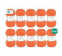Gründl Classico Wolle (OEKO-TEX® zertifiziertes Strickgarn aus 50 % Schurwolle (Merino ) & 50 % Polyacryl, 50 g/120 m, Nadelstärke: 3,5 - 4,5, 10 Knäuel á 50 g), Orange