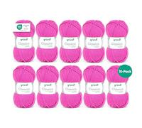Gründl Classico Wolle (OEKO-TEX® zertifiziertes Strickgarn aus 50 % Schurwolle (Merino ) & 50 % Polyacryl, 50 g/120 m, Nadelstärke: 3,5 - 4,5, 10 Knäuel á 50 g), Fuchsia