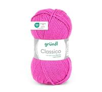 Gründl Classico Wolle (OEKO-TEX® zertifiziertes Strickgarn aus 50% Schurwolle (Merino) & 50% Polyacryl, 50 g/120 m, Nadelstärke: 3,5-4,5, 1 Knäuel á 50 g), Fuchsia