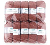 Gründl Classico Wolle (OEKO-TEX® zertifiziertes Strickgarn aus 50 % Schurwolle (Merino ) & 50 % Polyacryl, 50 g/120 m, Nadelstärke: 3,5 - 4,5, 10 Knäuel á 50 g), Mittelbraun