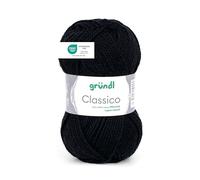 Gründl Classico Wolle (OEKO-TEX® zertifiziertes Strickgarn aus 50% Schurwolle (Merino) & 50% Polyacryl, 50 g/120 m, Nadelstärke: 3,5-4,5, 1 Knäuel á 50 g), Schwarz,