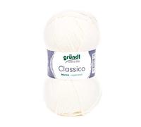 Gründl Classico Wolle (OEKO-TEX® zertifiziertes Strickgarn aus 50% Schurwolle (Merino) & 50% Polyacryl, 50 g/120 m, Nadelstärke: 3,5-4,5, 1 Knäuel á 50 g), Weiß