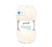 Gründl Classico Wolle (OEKO-TEX® zertifiziertes Strickgarn aus 50% Schurwolle (Merino) & 50% Polyacryl, 50 g/120 m, Nadelstärke: 3,5-4,5, 1 Knäuel á 50 g), Creme