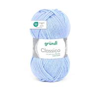 Gründl Classico Wolle (OEKO-TEX® zertifiziertes Strickgarn aus 50% Schurwolle (Merino) & 50% Polyacryl, 50 g/120 m, Nadelstärke: 3,5-4,5, 1 Knäuel á 50 g), Hellblau
