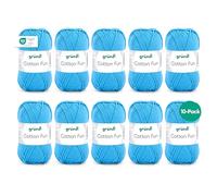 Gründl Wolle Cotton Fun – 100% Baumwolle, 10 Knäuel 50 g (115 m), Nadelstärke 3–4 – Himmelblau