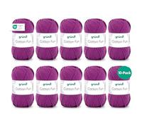 Gründl Wolle Cotton Fun Häkelgarn 10 Knäuel 50 g, Purpur | Wolle zum Häkeln - Strickgarn - Häkelgarn - Pflegeleicht und hautfreundlich - 100 % Baumwolle - 50 g / 115 m - Nadelstärke 3