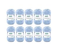 Gründl Cotton Fun Strickgarn/ Häkelgarn (weiches Garn aus 100% Baumwolle , OEKO-TEX zertifiziert, 50 g/115 m, Nadelstärke: 3-4, 10 Knäuel á 50 g), babyblau