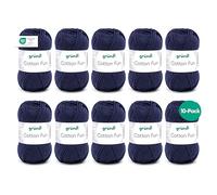 Gründl Wolle Cotton Fun - Wolle zum Häkeln - Strickgarn - Häkelgarn - Pflegeleicht und hautfreundlich - 100% Baumwolle - 10 Knäuel 50 g / 115 m - Nadelstärke 3-4 - Marine
