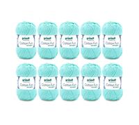 Gründl Wolle Cotton Fun - Wolle zum Häkeln - Strickgarn - Häkelgarn - Pflegeleicht und hautfreundlich - 100 % Baumwolle - 10 Knäuel 50 g / 115 m - Nadelstärke 3 - 4 - Mint