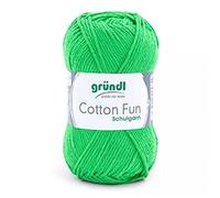 Gründl Wolle Cotton Fun - Wolle zum Häkeln - Strickgarn - Häkelgarn - Pflegeleicht und hautfreundlich - 100% Baumwolle - 1 Knäuel 50 g / 115 m - Nadelstärke 3-4 - Froschgrün