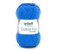 Gründl Wolle Cotton Fun - Wolle zum Häkeln - Strickgarn - Häkelgarn - Pflegeleicht und hautfreundlich - 100% Baumwolle - 1 Knäuel 50 g / 115 m - Nadelstärke 3-4 - Royalblau