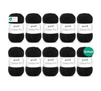 Gründl Wolle Cotton Fun - Wolle zum Häkeln - Strickgarn - Häkelgarn - Pflegeleicht und hautfreundlich - 100% Baumwolle - 10 Knäuel 50 g / 115 m - Nadelstärke 3-4 - Schwarz