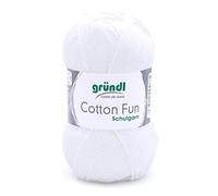 Gründl Wolle Cotton Fun - Wolle zum Häkeln - Strickgarn - Häkelgarn - Pflegeleicht und hautfreundlich - 100% Baumwolle - 1 Knäuel 50 g / 115 m - Nadelstärke 3-4 - Weiß