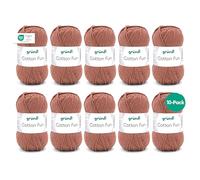 Gründl Wolle Cotton Fun - Wolle zum Häkeln - Strickgarn - Häkelgarn - Pflegeleicht und hautfreundlich - 100% Baumwolle - 10 Knäuel 50 g / 115 m - Nadelstärke 3-4 - Nougat