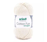 Gründl Cotton Fun Strickgarn/ Häkelgarn (weiches Garn aus 100% Baumwolle , OEKO-TEX zertifiziert, 50 g/115 m, Nadelstärke: 3-4, 1 Knäuel á 50 g), Creme
