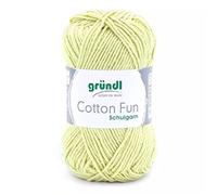Gründl Wolle Cotton Fun - Wolle zum Häkeln - Strickgarn - Häkelgarn - Pflegeleicht und hautfreundlich - 100% Baumwolle - 1 Knäuel 50 g / 115 m - Nadelstärke 3-4 - Hellgrün