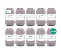 Gründl Wolle Cotton Fun - Wolle zum Häkeln - Strickgarn - Häkelgarn - Pflegeleicht und hautfreundlich - 100% Baumwolle - 10 Knäuel 50 g / 115 m - Nadelstärke 3-4 - Hellgrau