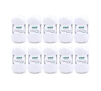 Gründl Wolle Cotton Fun - Wolle zum Häkeln - Strickgarn - Häkelgarn - Pflegeleicht und hautfreundlich - 100% Baumwolle - 10 Knäuel 50 g / 115 m - Nadelstärke 3-4 - Weiß