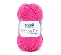Gründl Wolle Cotton Fun - Wolle zum Häkeln - Strickgarn - Häkelgarn - Pflegeleicht und hautfreundlich - 100% Baumwolle - 1 Knäuel 50 g / 115 m - Nadelstärke 3-4 - Fuchsia