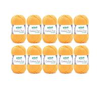 Gründl Wolle Cotton Fun - Wolle zum Häkeln - Strickgarn - Häkelgarn - Pflegeleicht und hautfreundlich - 100% Baumwolle - 10 Knäuel 50 g / 115 m - Nadelstärke 3-4 - Mais