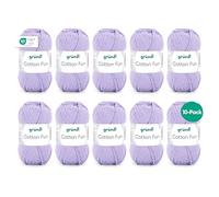 Gründl Wolle Cotton Fun - Wolle zum Häkeln - Strickgarn - Häkelgarn - Pflegeleicht und hautfreundlich - 100% Baumwolle - 10 Knäuel 50 g / 115 m - Nadelstärke 3-4 - Violett