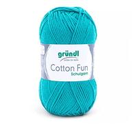 Gründl Wolle Cotton Fun - Wolle zum Häkeln - Strickgarn - Häkelgarn - Pflegeleicht und hautfreundlich - 100% Baumwolle - 1 Knäuel 50 g / 115 m - Nadelstärke 3-4 - Türkisblau