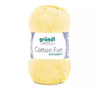 Gründl Wolle Cotton Fun - Wolle zum Häkeln - Strickgarn - Häkelgarn - Pflegeleicht und hautfreundlich - 100% Baumwolle - 1 Knäuel 50 g / 115 m - Nadelstärke 3-4 - Pastellgelb