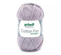 Gründl Wolle Cotton Fun - Wolle zum Häkeln - Strickgarn - Häkelgarn - Pflegeleicht und hautfreundlich - 100% Baumwolle - 1 Knäuel 50 g / 115 m - Nadelstärke 3-4 - Hellgrau