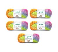 Gründl Wolle Cotton Quick Batik - dünne Wolle zum Häkeln mit Farbverlauf - Strickgarn - Glänzend und hautfreundlich - 100% Baumwolle - 5 Knäuel 100 g / 260 m - Nadelstärke 3-4 - Orange-grün-blau