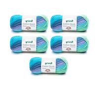 Gründl Wolle Cotton Quick Batik - dünne Wolle zum Häkeln mit Farbverlauf - Strickgarn - Glänzend und hautfreundlich - 100% Baumwolle - 5 Knäuel 100 g / 260 m - Nadelstärke 3-4 - Blau-violett-grün