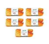 Gründl Wolle Cotton Quick Batik Strickgarn/Häkelgarn (Garn mit Farbverlauf aus 100% Baumwolle, OEKO-TEX zertifiziert, 100 g / 260 m, Nadelstärke: 3-4, 5 x 100 g), hellblau-grün-mais-orange