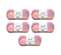 Gründl Wolle Cotton Quick Batik Strickgarn 5 x 100 g, Creme-rosa-lila | dünne Wolle zum Häkeln mit Farbverlauf - Glänzend und hautfreundlich - 100 % Baumwolle - 100 g / 260 m - Nadelstärke 3 - 4